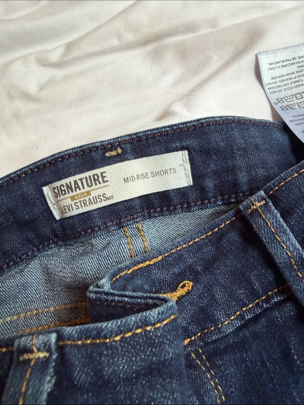 Signature by Levi Strauss Dark Blue Cuffed Denim Shorts - Picture 4 of 5